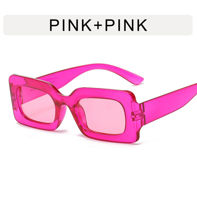 Jelly Color Square Sunglasses Concave Shape