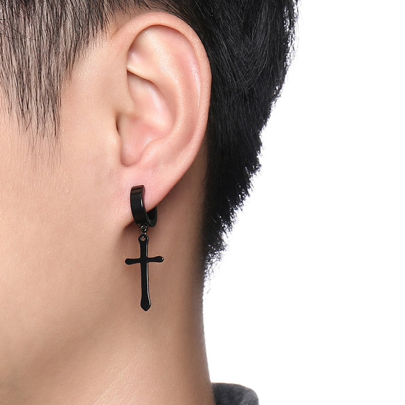 Titanium steel male pierced earrings