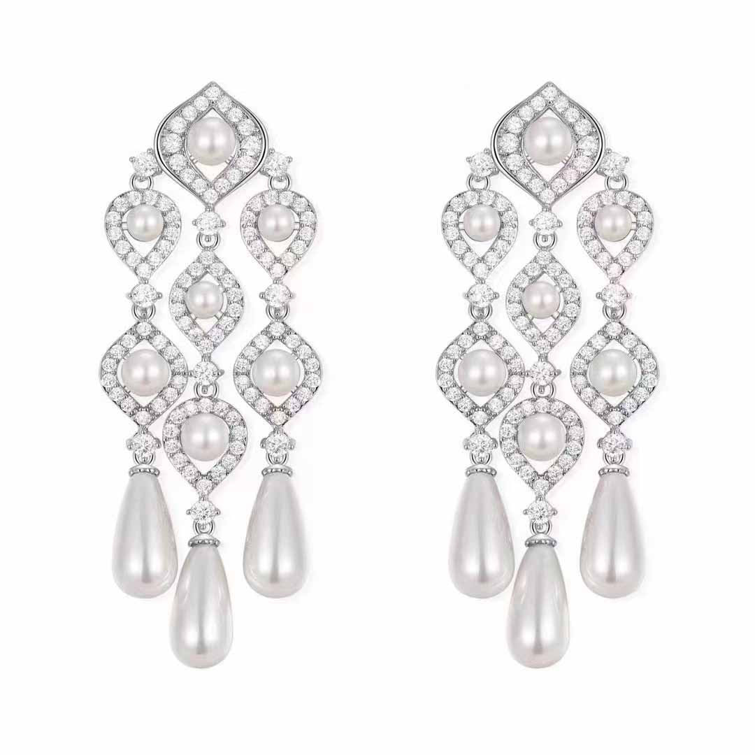 European And American Retro Exaggerated Long Fringe Earrings Female Water Drop