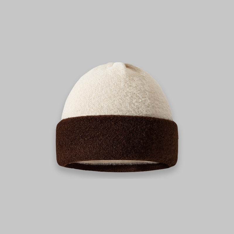 Color Blocking Knitting Fashion Retro Port Style Wool Hat Women