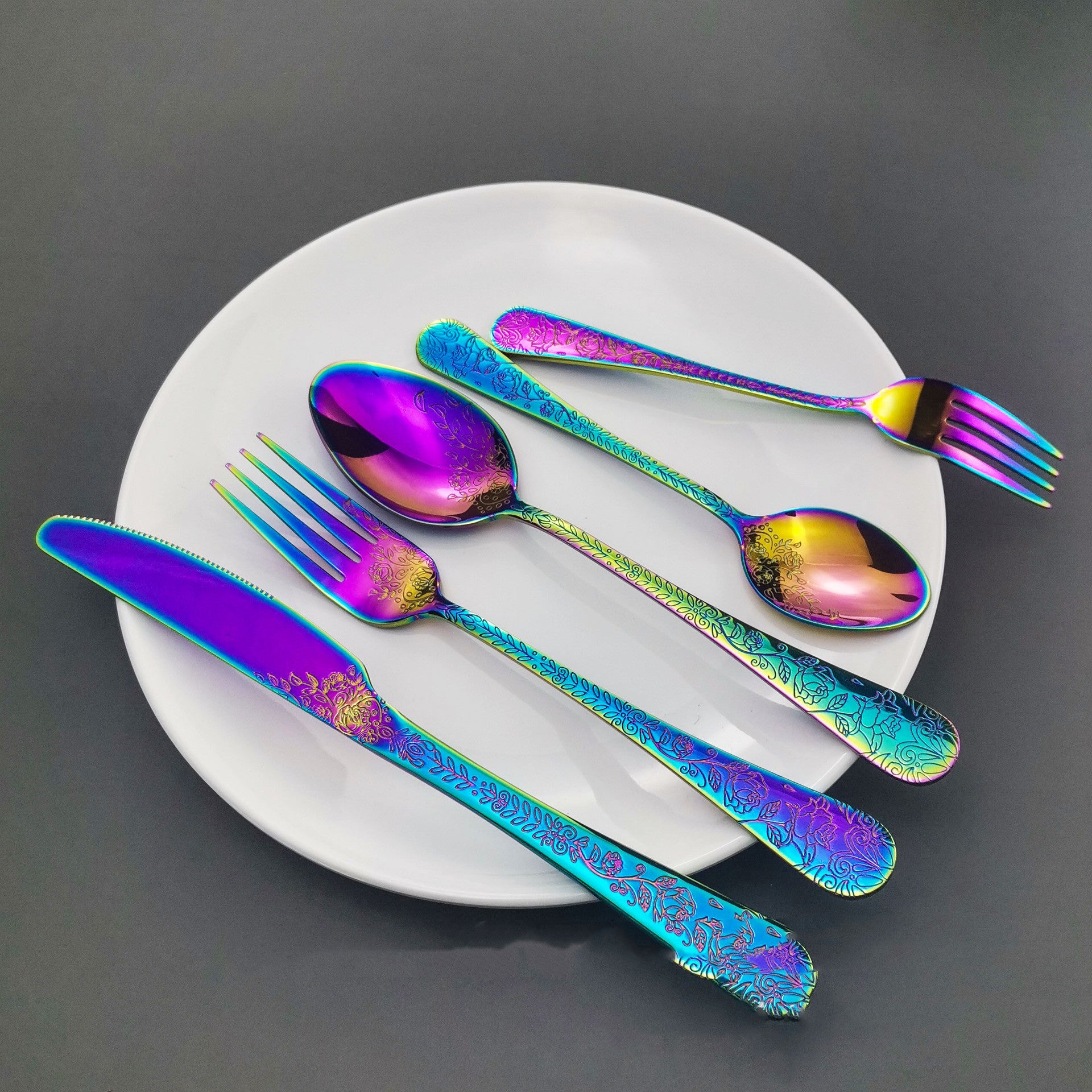 Stainless Steel Tableware Western Knives Dessert Spoon Fork Five-piece Set