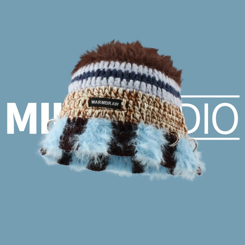 Crochet Woolen Bucket Hat Korean Punk Knitted