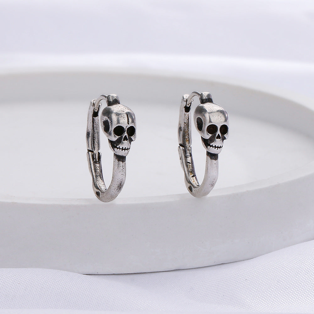 Gothic Punk & Rock Skull Earrings Cool Handsome Street Hip-hop Retro Ear Clip Personality Men And Women