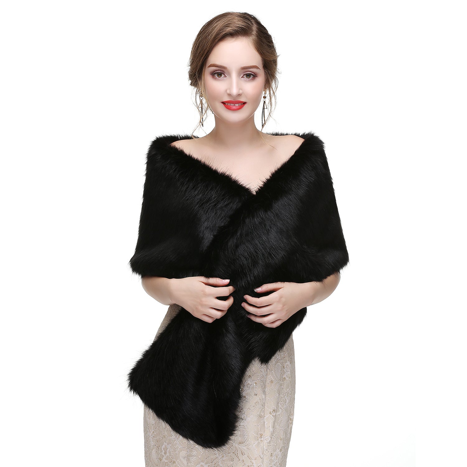 Wedding Dress Fox Fur Waistcoat Winter Warm Fur Shawl