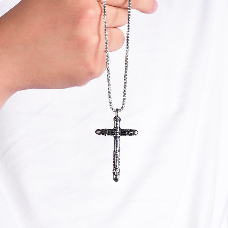Titanium Steel Cross Men's Stainless Steel Vintage Pendant Necklace
