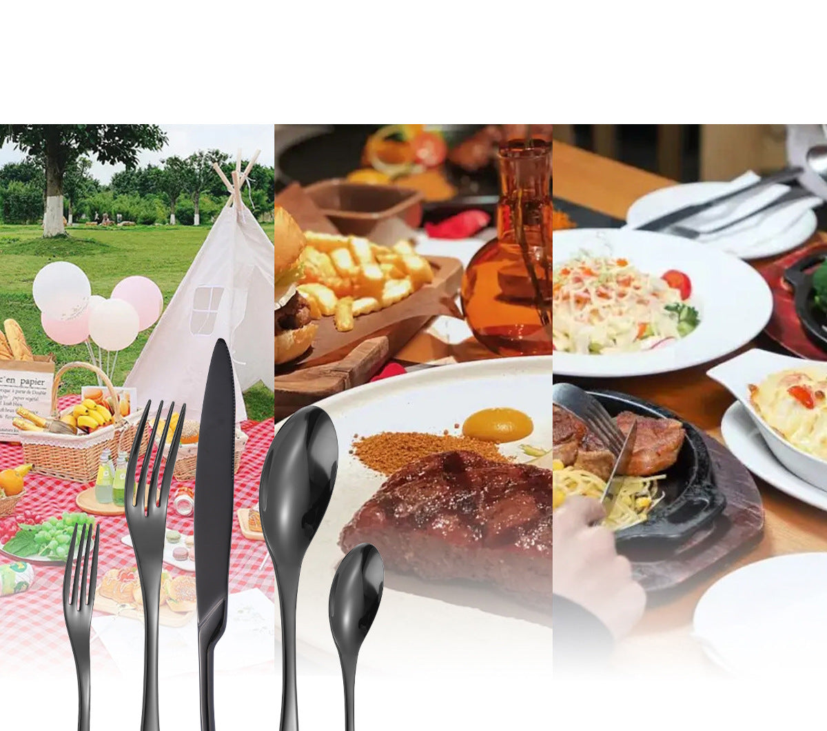 Stainless Steel Tableware Five-piece Steak Knife, Fork And Spoon