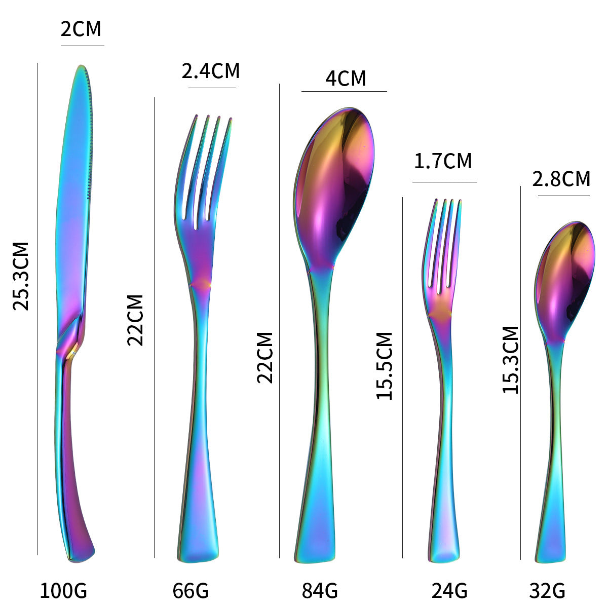 Stainless Steel Tableware Five-piece Steak Knife, Fork And Spoon