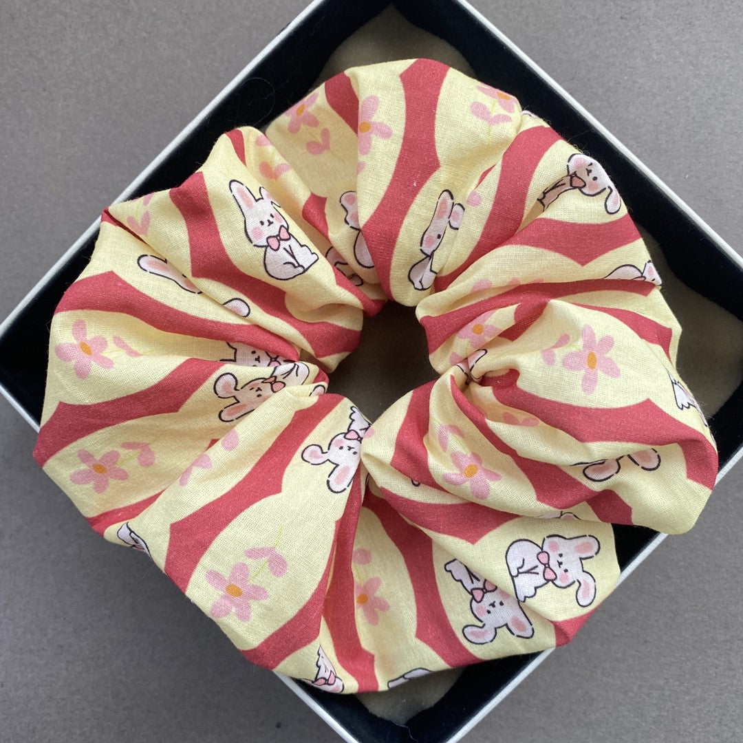 Printed Cartoon Rabbit Striped Tulip Flower Hair Rope