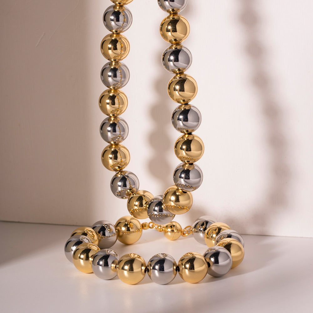 Special Interest Light Luxury High-grade Accessories Gold Steel Beaded Necklace