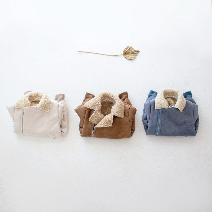 Korean Style Children's Clothing Baby Single-layer Fleece-lined Romper Thickened