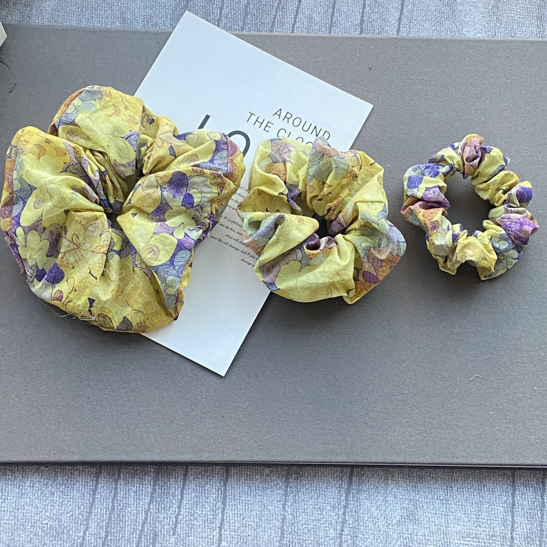 Yellow Watercolor Large Intestine Cloth Hair Ring No Plus-sized Floral