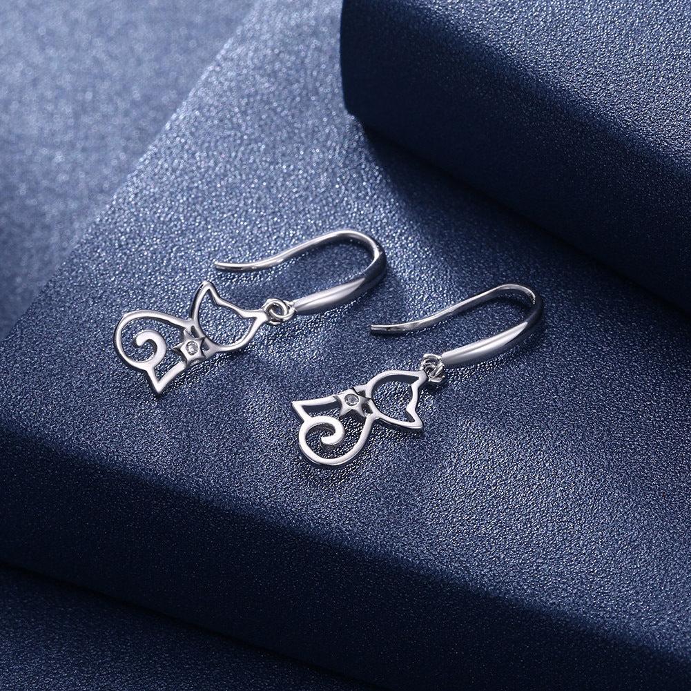 Sterling Silver Cat Zircon Earrings Earrings For Women
