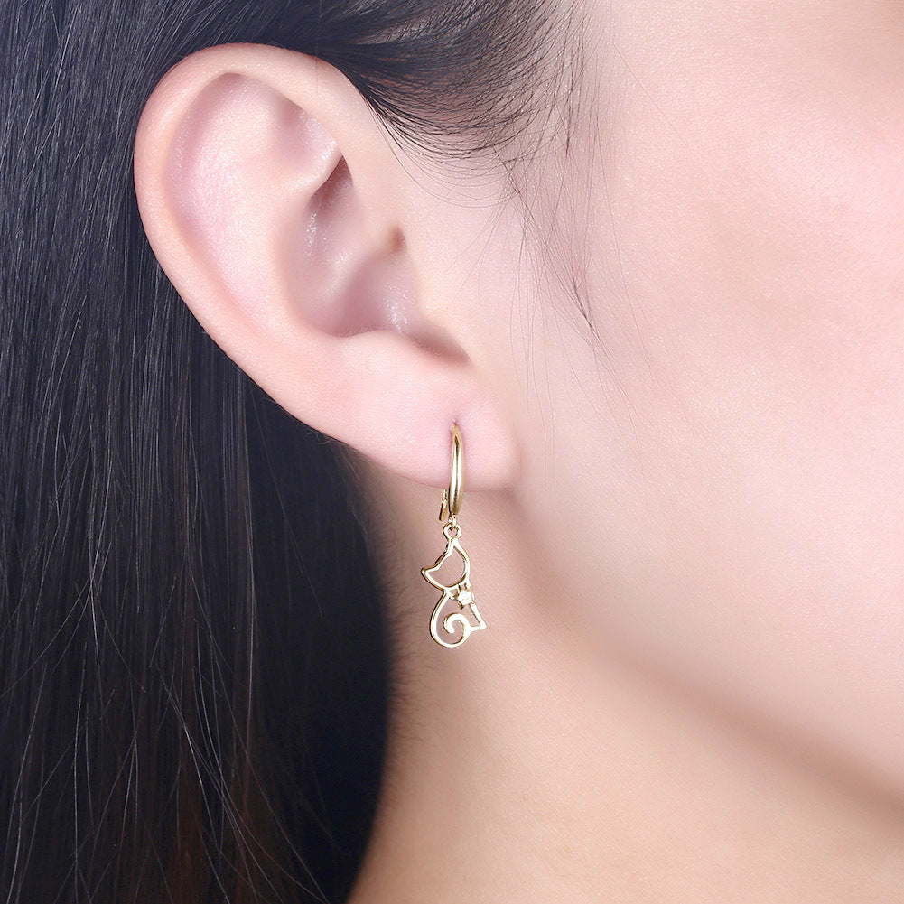 Sterling Silver Cat Zircon Earrings Earrings For Women