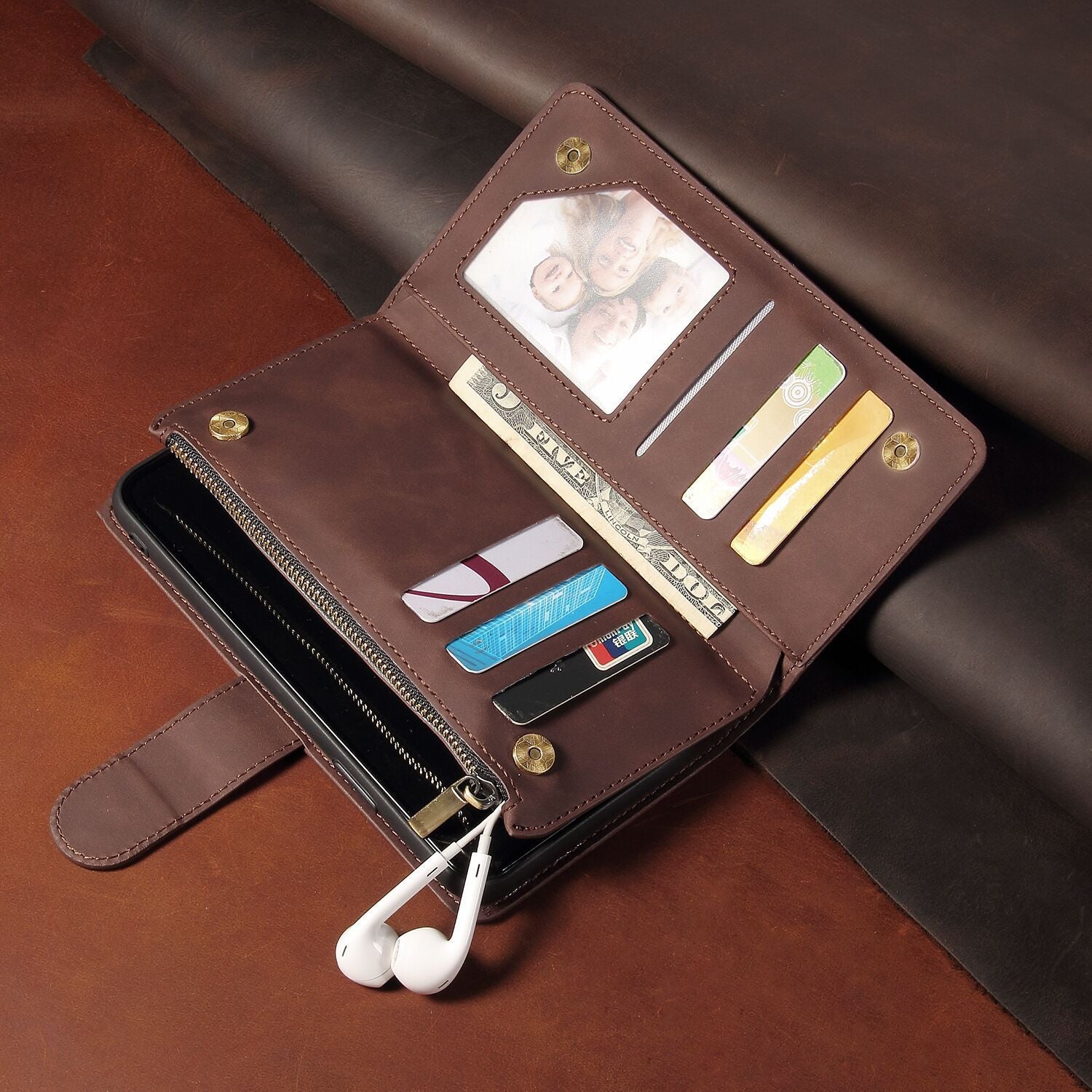 Multi-card Zipper Bag Protective Shell Wallet Phone Case