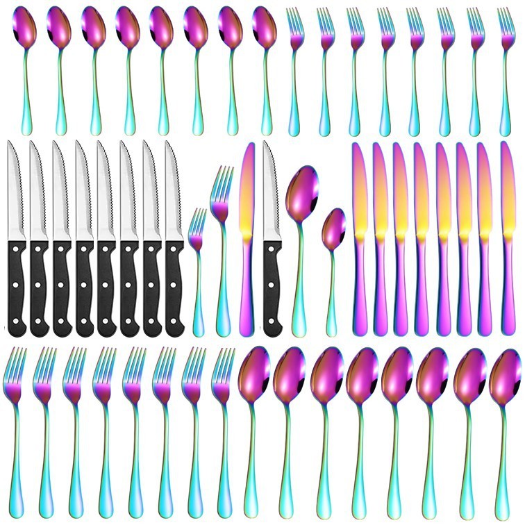 Stainless Steel Tableware 48 Pieces Suit Steak Knife Fork And Spoon