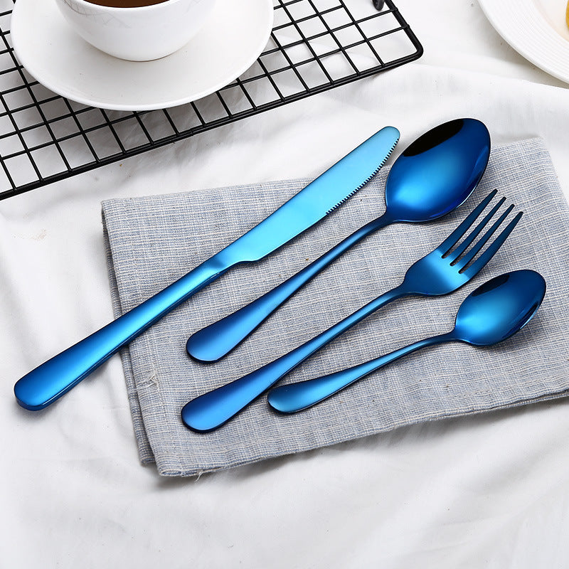 High Grade Tableware Set Black Gold Plated Stainless Steel Knife And Fork