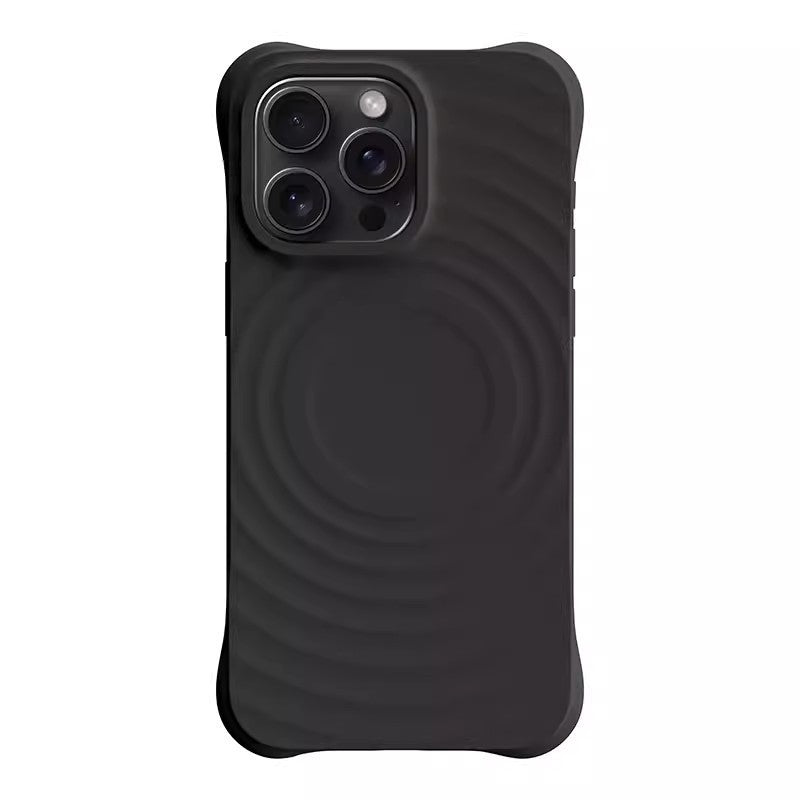Magnetic Wave Absorbing Ripple Shell Phone Case Solid Color Liquid Silicone Hard Protective Cover