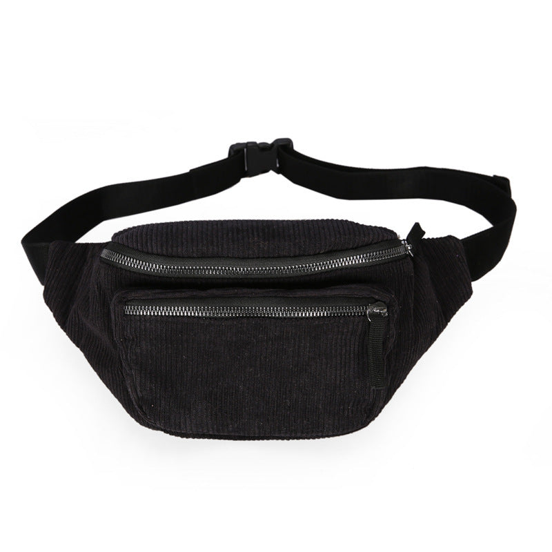 Trendy fashion retro corduroy small chest bag multi-function pockets fitness portable Messenger bag casual travel handbags