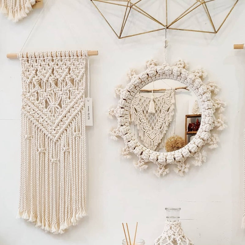 Hand-tapestered makeup mirror