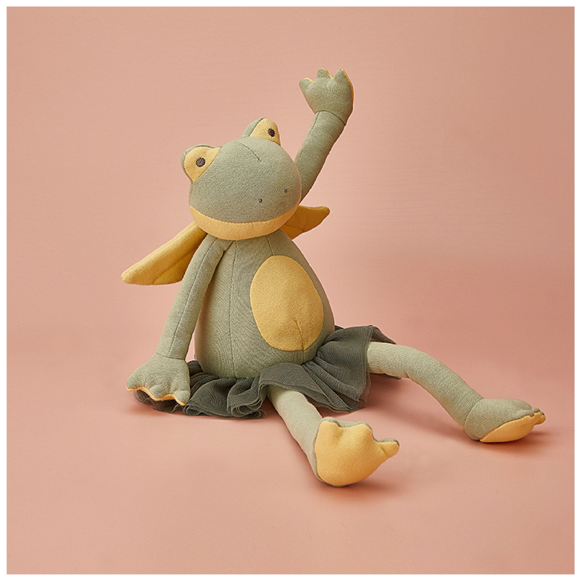 Green Frog Toy With Gauze Skirt Gift Baby Comforter Toys