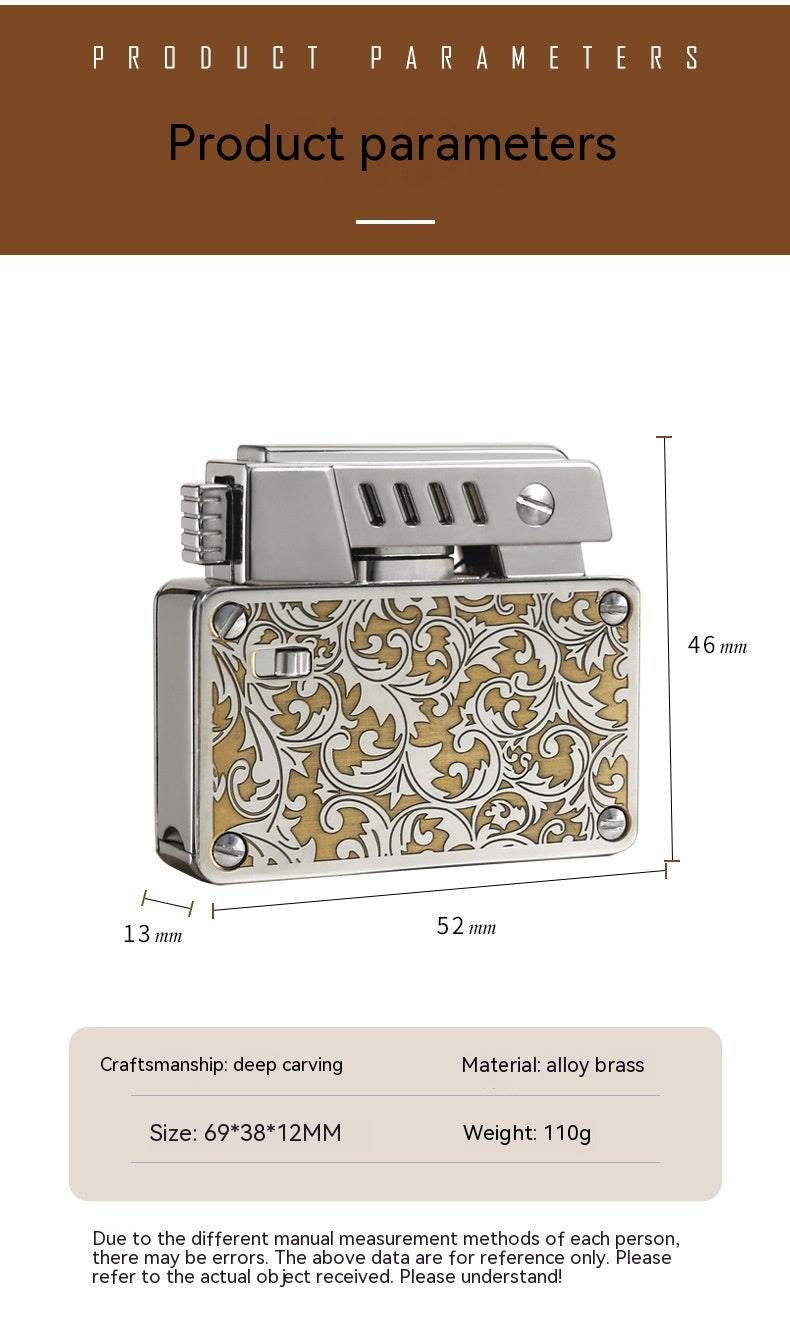 One-click Catapult Double Fire Creative Double-sided Carved Personality Lighter