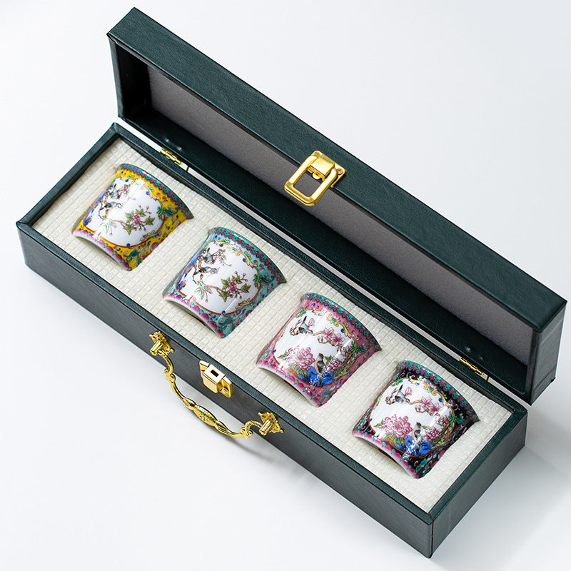 Porcelain Tea Tasting Cup Gift Box Chinese Style