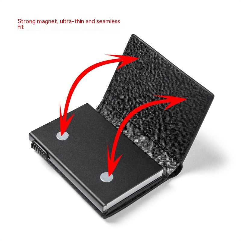 Portefeuille porte-cartes triple, en fibre de carbone, grande capacité, automatique, en aluminium, anti-vol, avec plusieurs fentes pour cartes