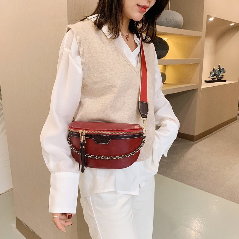 Casual Chest Color Textured One-shoulder Messenger Bag