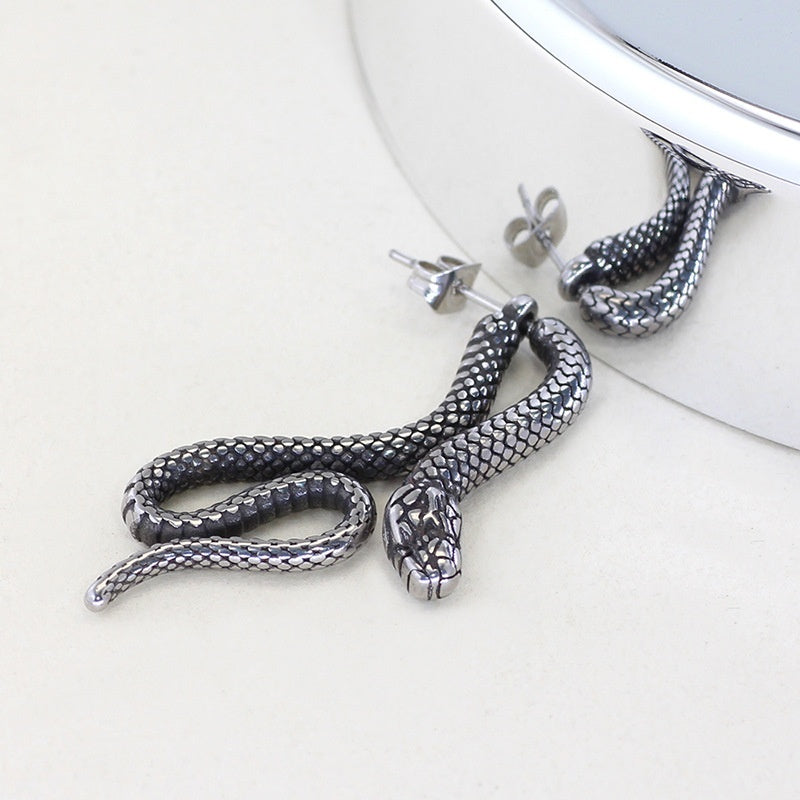 Serpentine Stud Earrings For Men And Women Titanium Steel