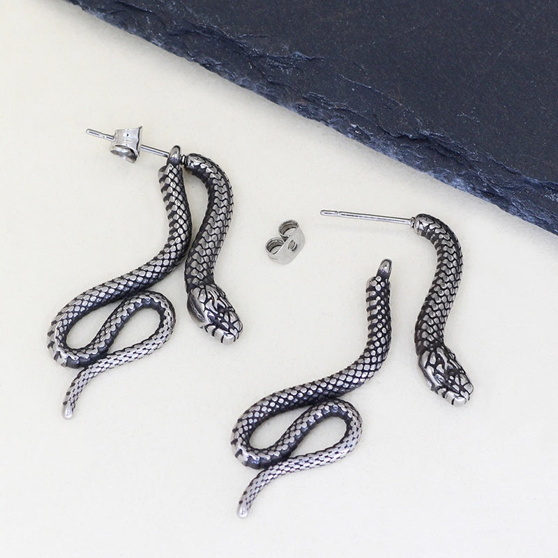 Serpentine Stud Earrings For Men And Women Titanium Steel