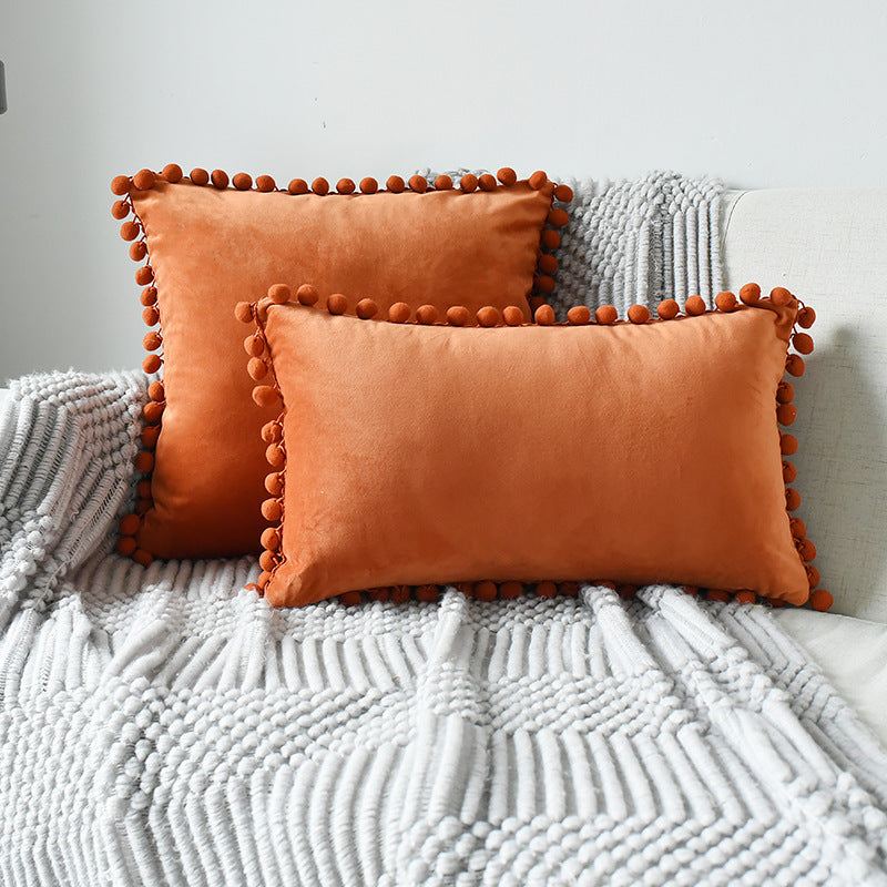 Fur ball velvet sofa cushion pillowcase
