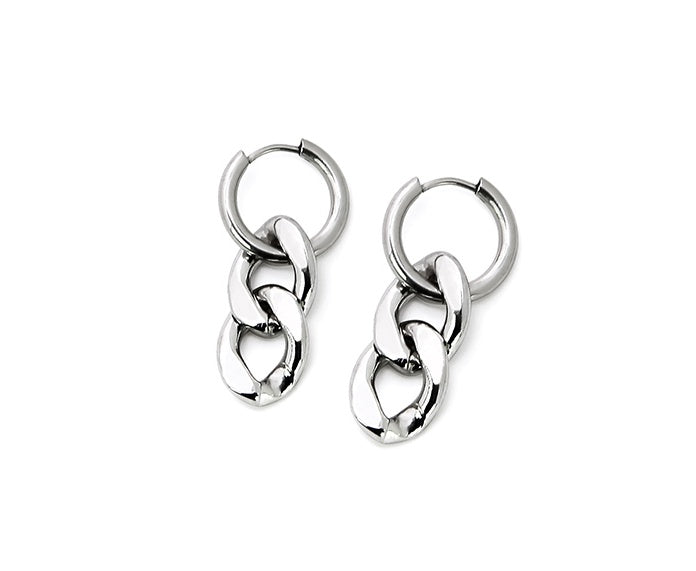 Titanium steel chain hoop earrings
