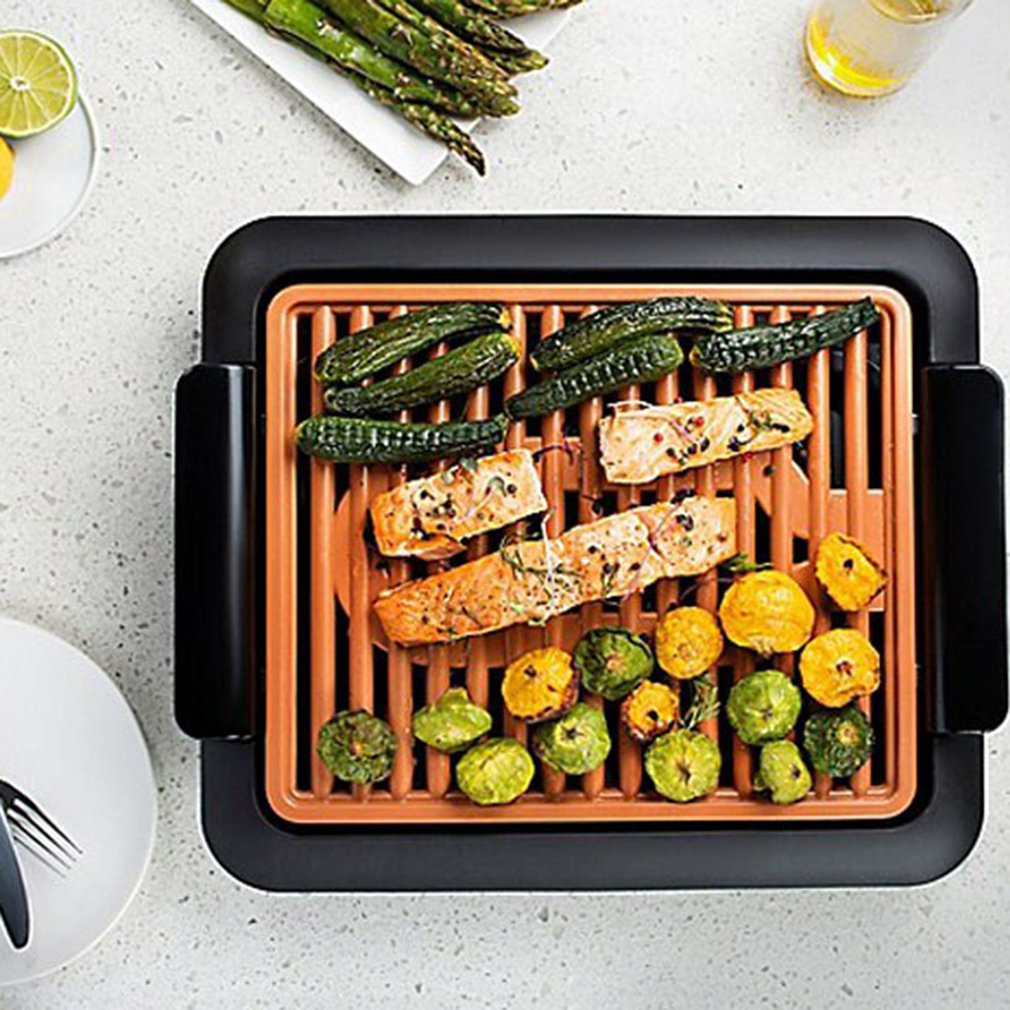 Plaque de barbecue électrothermique antiadhésive durable Barbecue rapide Grill sans fumée avec température