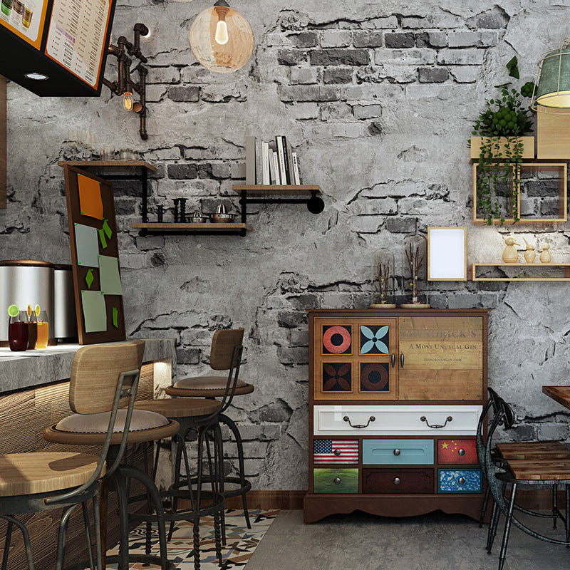 Retro Nostalgic Grey Cement Brick Wall Background Wall Wallpaper