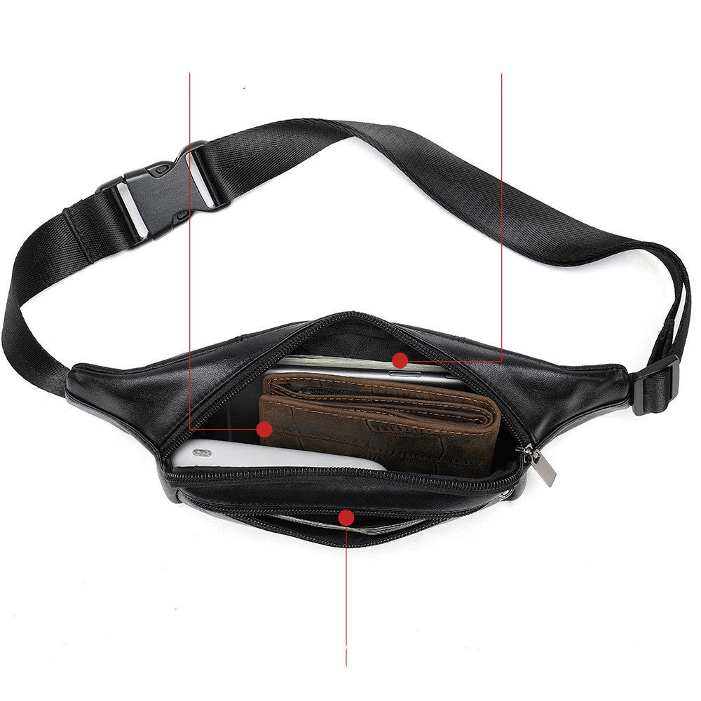 Sheepskin Waist Bag Men's Leather Chest bag Multifunctional Practical Retro