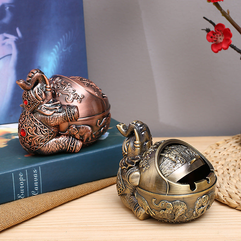 Household Fashion Metal Shatter Proof Cover Ashtray