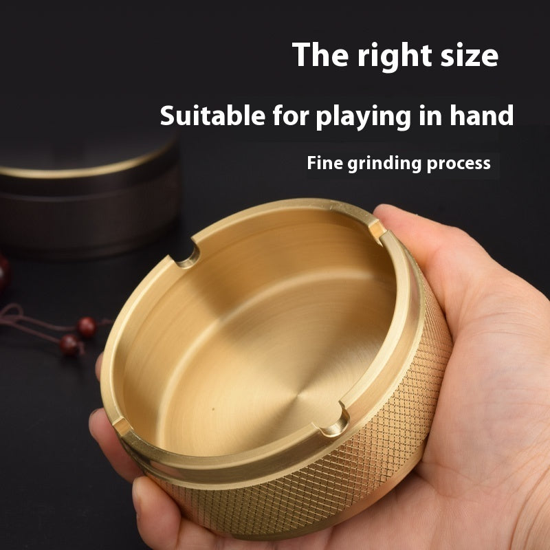 Brass Integrated Old Ashtray With Lid
