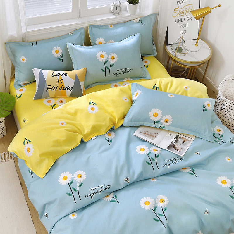 Washed Cotton Four-piece Duvet Cover Sheet Bedding