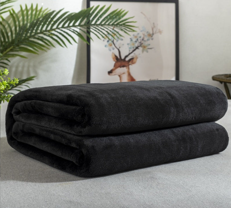 Solid Color Flannel Blanket Summer Air-conditioning Blanket Office Nap Blanket