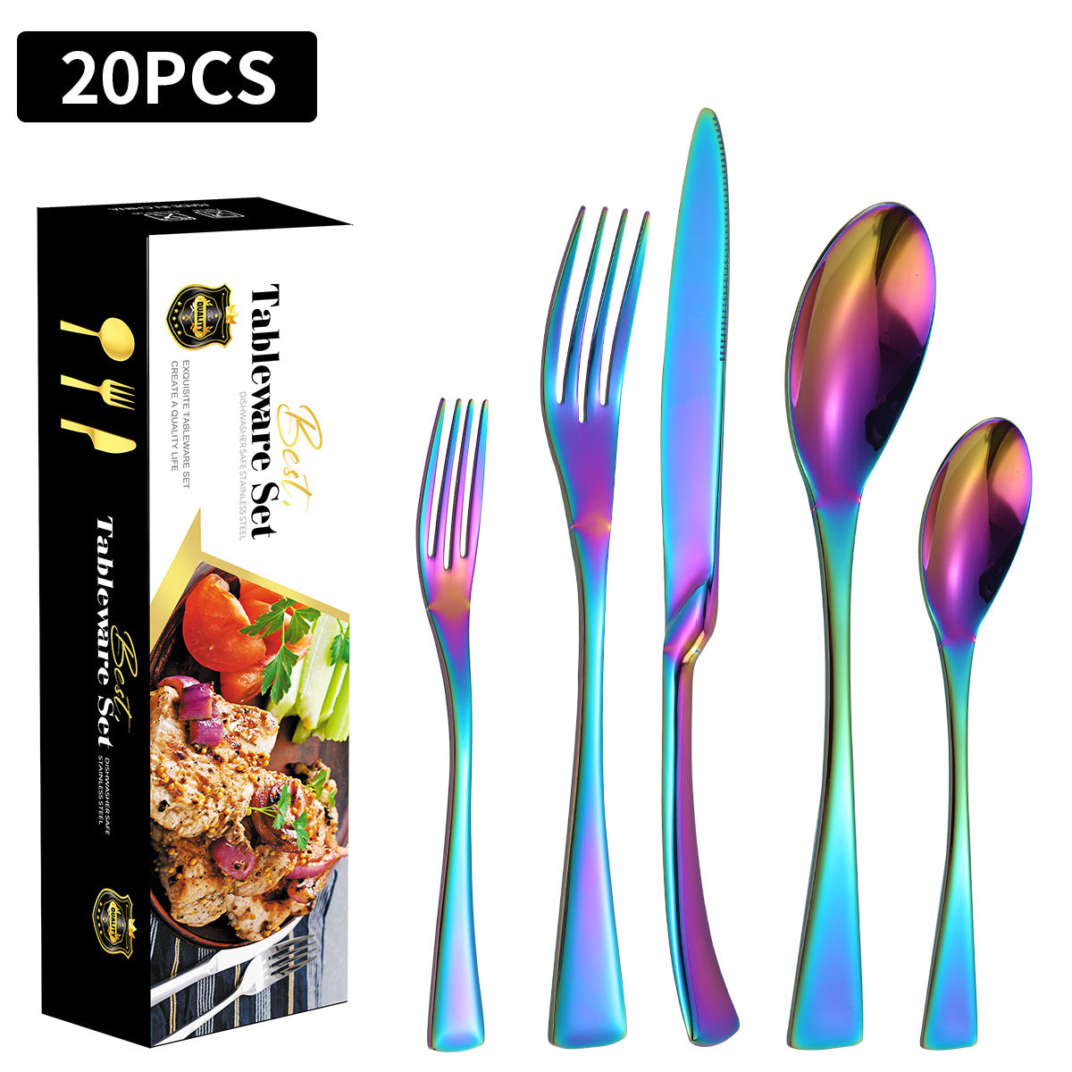 Stainless Steel Tableware Five-piece Steak Knife, Fork And Spoon