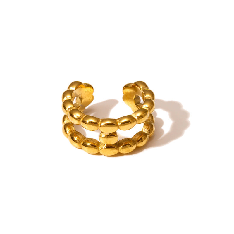 Women's Retro Minority Hammered Opening Couple Rings