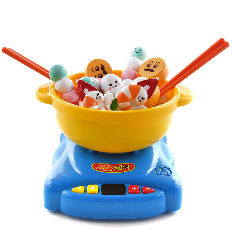 Children's Play House Simulation Kitchen Toy Hot Pot Big Music Bucket Chopsticks