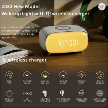 New Wireless Charging Sub-alarm Clock Wake Up Light
