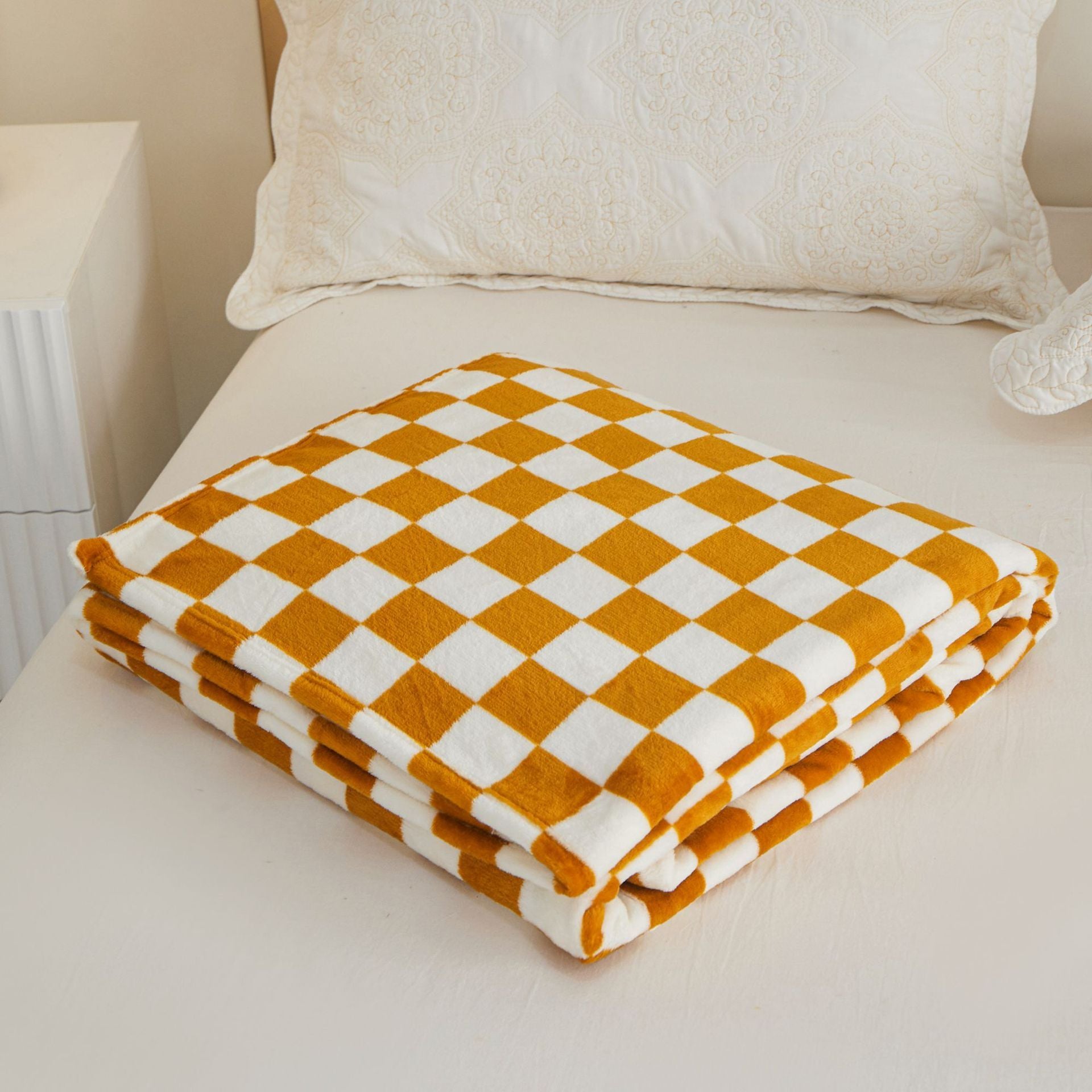 Printed Plaid Flannel Thickened Blanket