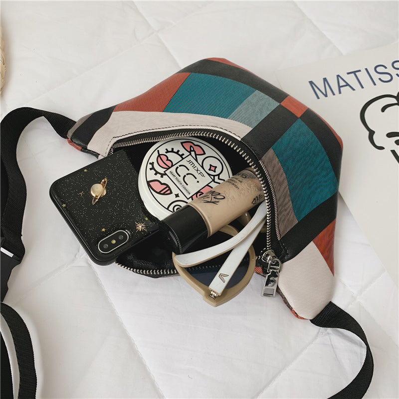 Fashion Pu Check Ladies Chest Bag Waist Bag