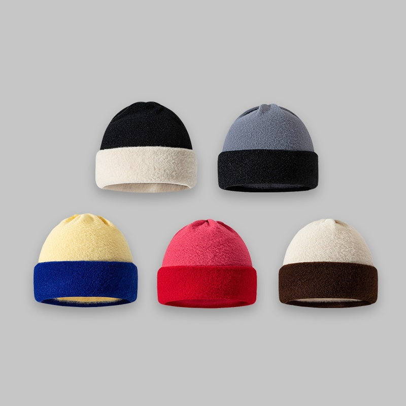 Color Blocking Knitting Fashion Retro Port Style Wool Hat Women