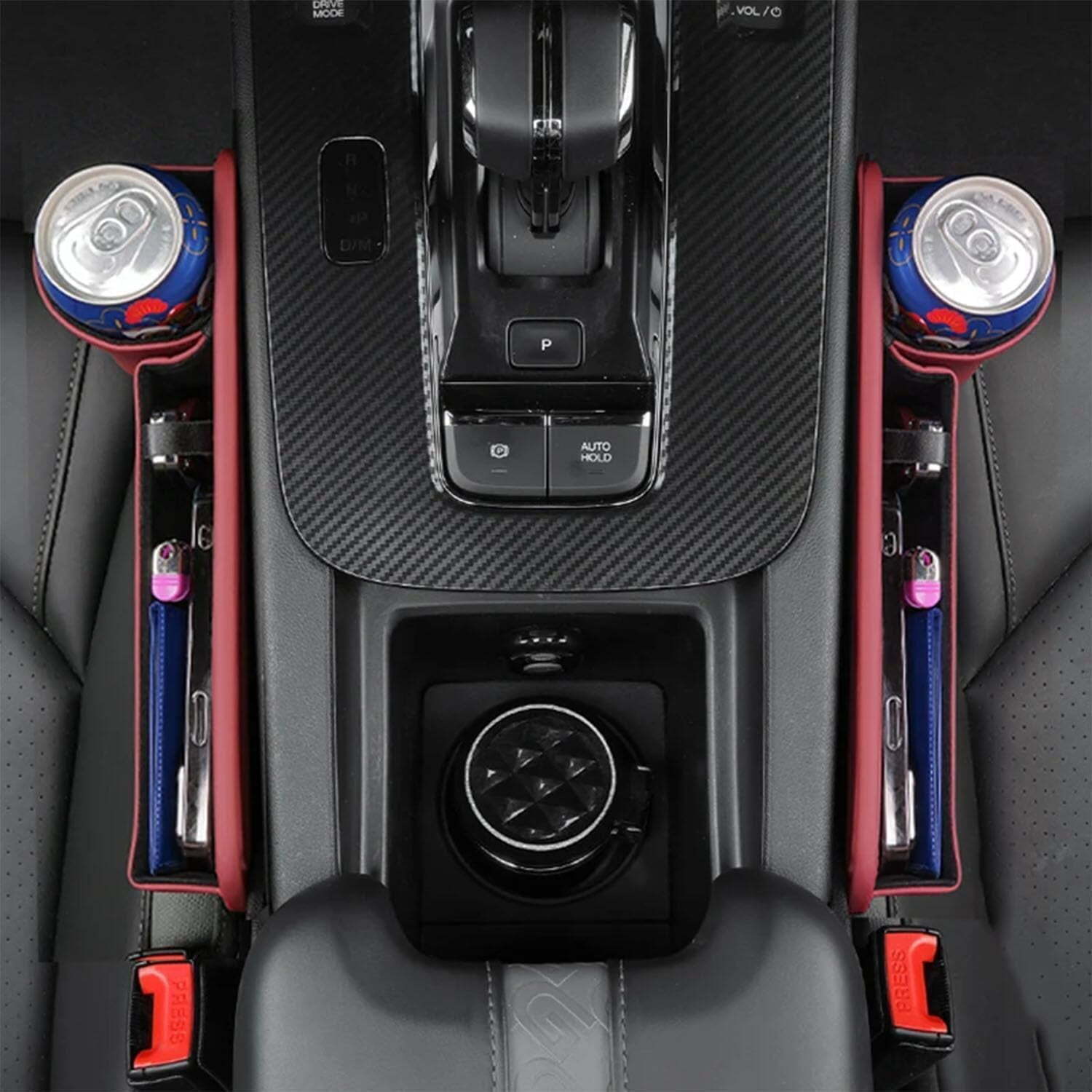 Car Seat Storage, New Upgraded Car Seat Storage Box With Cup Holder, Seat Gap Storage Box, Cup Holder Gap Bag For Car, Adjustable Car Seat Storage Box