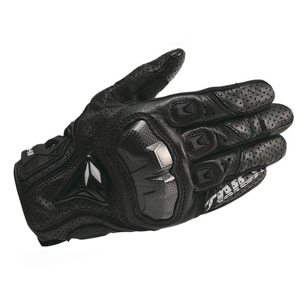 Guantes de carreras clásicos de verano RS-TAICHI RST390 de fibra de carbono perforada y cuero transpirable.