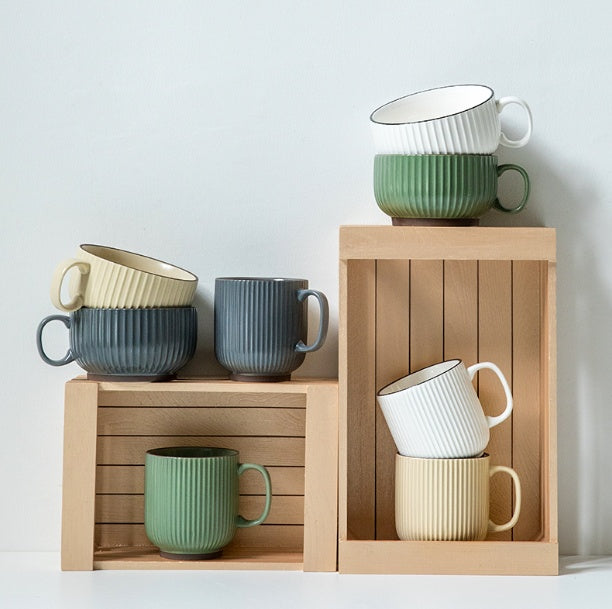 Nordic Vertical Stripe Ins Ceramic Coffee Cup