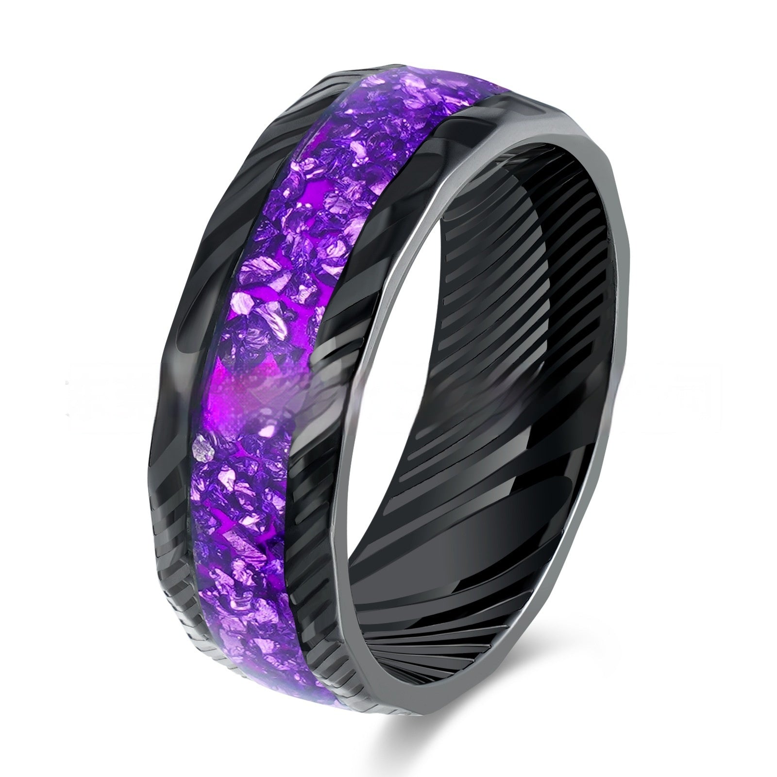 Men's Electric Black 8mm Stainless Steel Ring